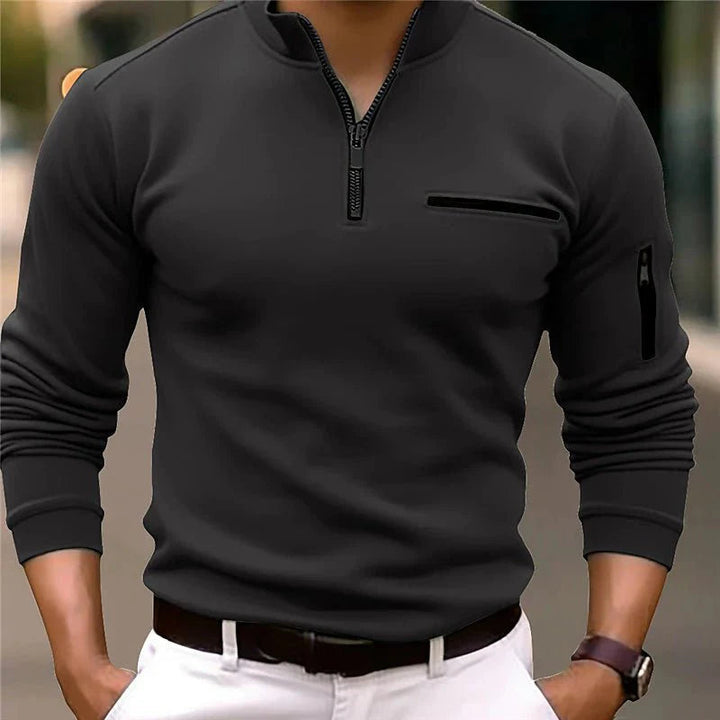 Herren-Pullover mit Reißverschluss, Langarm, aus hochwertigem Stoff, bietet Komfort und Stil für jeden Tag.