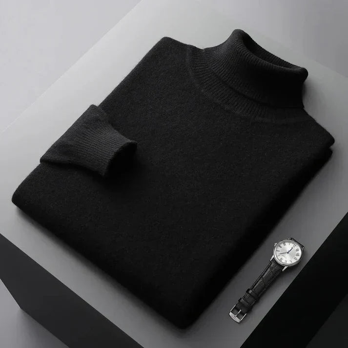 Stilvoller Herren Pullover mit Rollkragen in einer klassischen Farbe, ein Must-have für jede Herrengarderobe.