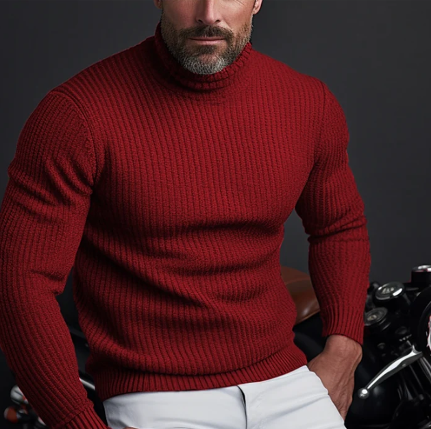 Eleganter Herren Rollkragenpullover aus Strick für Business Casual Look & Komfort im Winter.