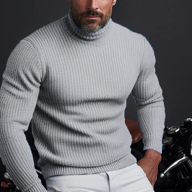 Bequemer Herren Rollkragenpullover. Vielseitiger Strickpullover für Freizeit & elegante Herrenmode.