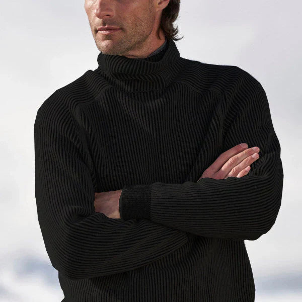 Hochwertiger Herren Rollkragen-Strickpullover, warm & bequem, perfekt für elegante Wintermode.