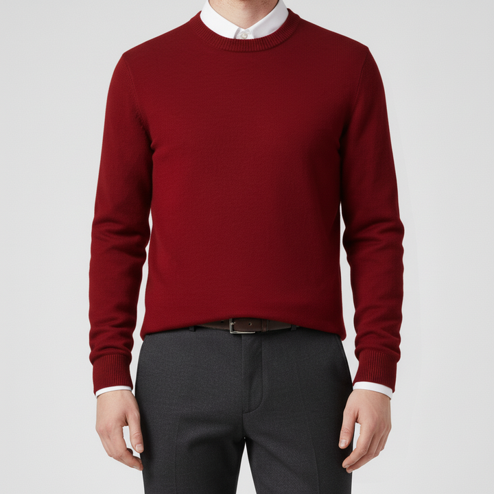 Grüner Herren Strickpullover mit Rundhals, trendiges Oberteil für herbstliche Herrenmode.
