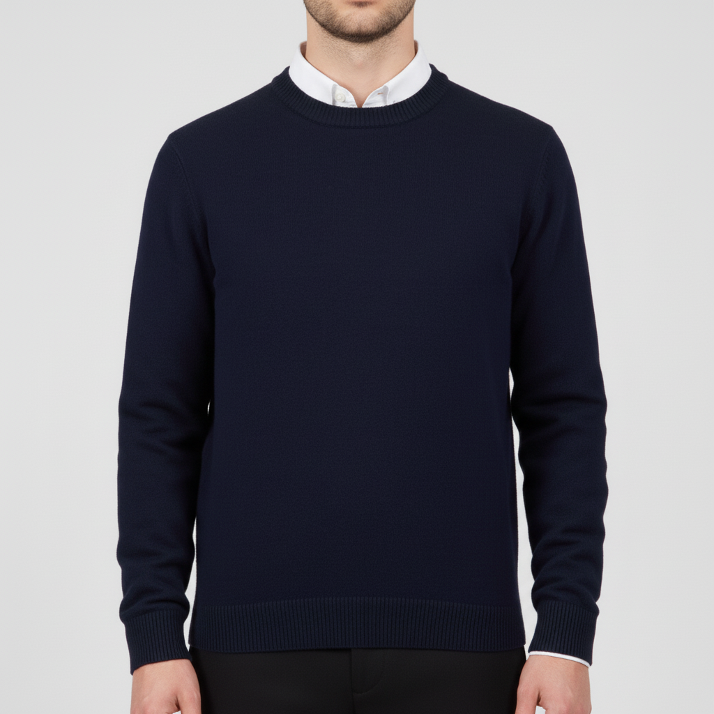 Zeitloser Herren Rundhals-Pullover "Charles" in Studioaufnahme, Must-have für Ihre Garderobe.