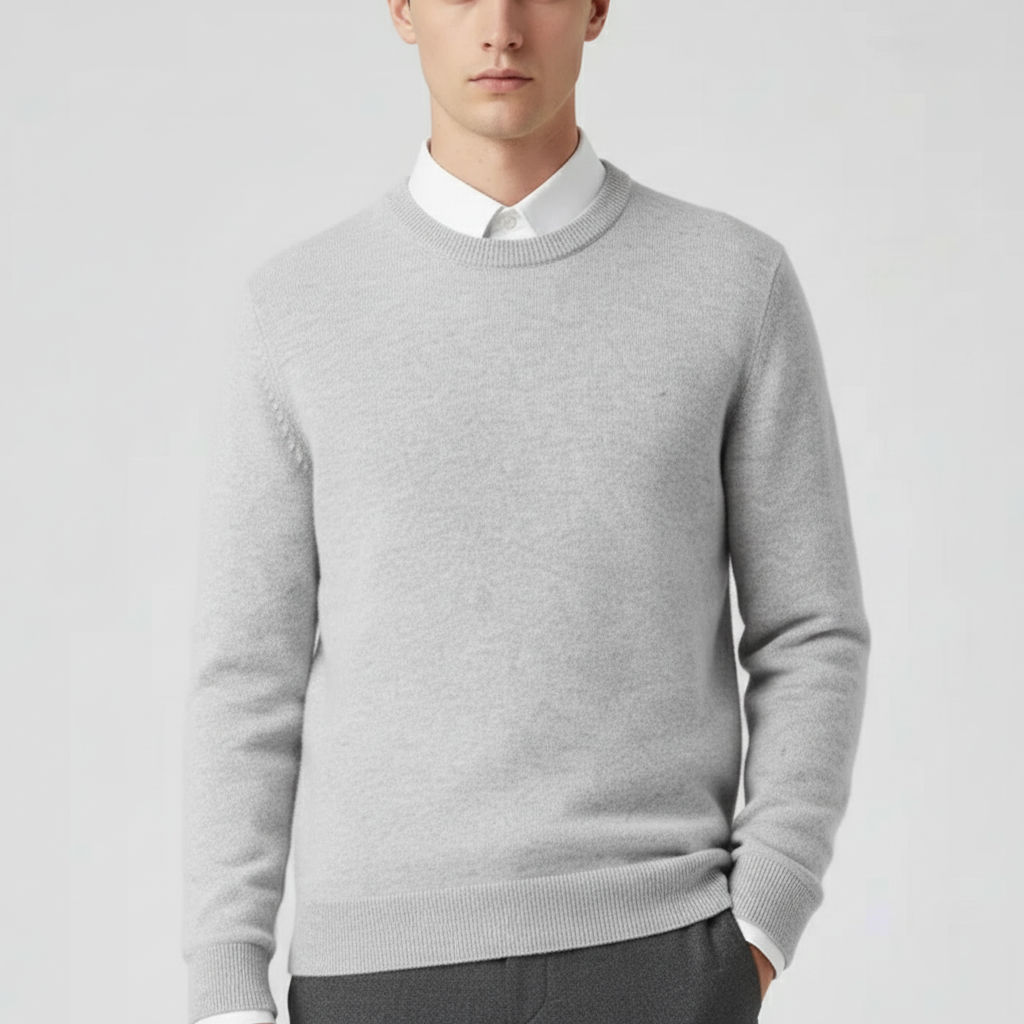 Bequemer Herren Rundhals-Pullover, weicher Strick für maximalen Komfort im Alltag.