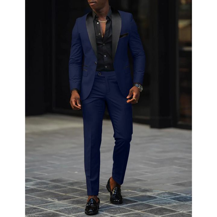 Eleganter Partyanzug und Abendmode für Herren: Slim Fit Zweiteiler mit edlem Satin Schalkragen.
