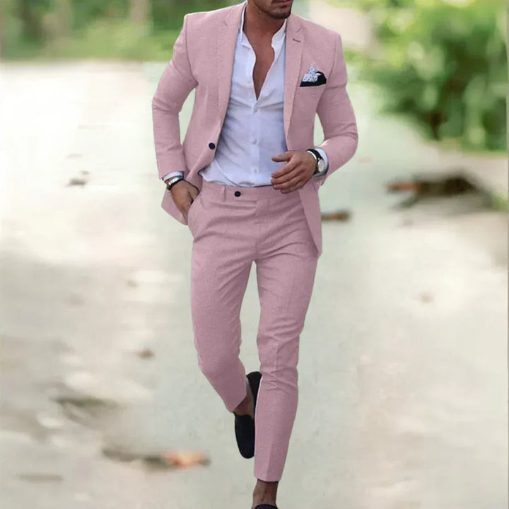 Stylischer Herren Slim Fit Anzug für den Sommer, 2-teilig, perfekt für modische Freizeit- & Business-Looks.