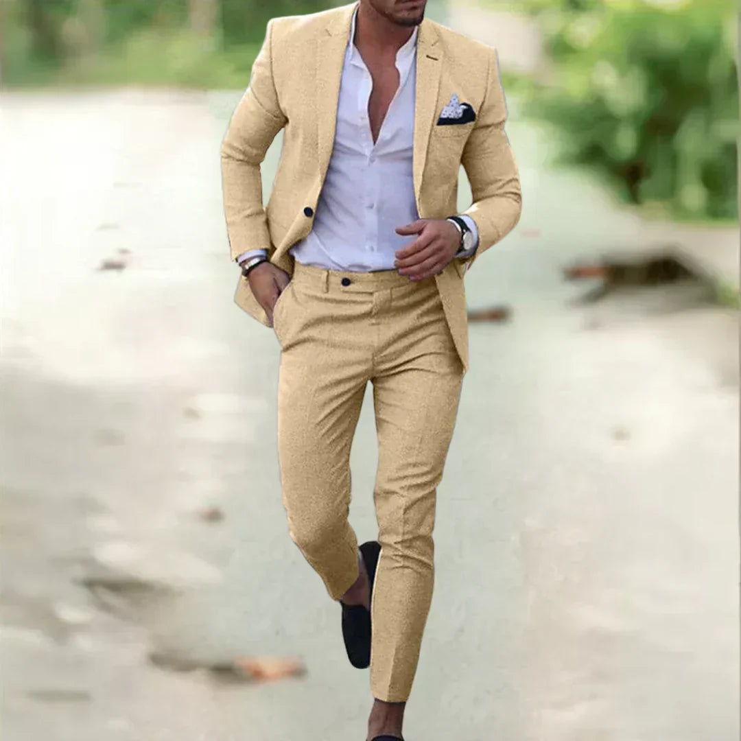 Vielseitiger Herrenanzug Slim Fit, 2-teilig, als Sommeranzug für Freizeit, Business & formelle Anlässe. Elegant.