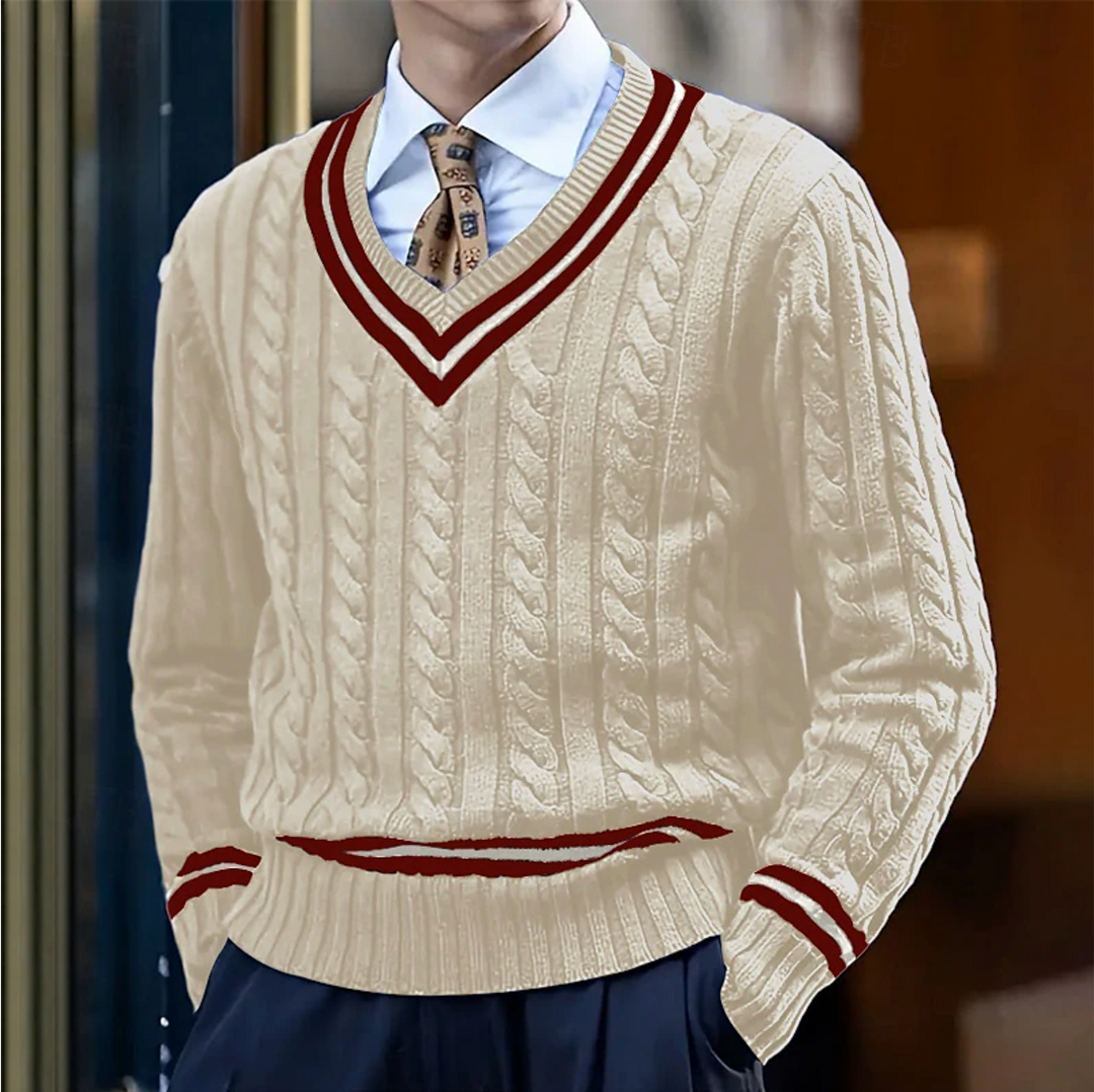 Eleganter Herren Slim-Fit V-Ausschnitt Pullover, ideal für Business Casual & Freizeit. Zeitloses Oberteil.