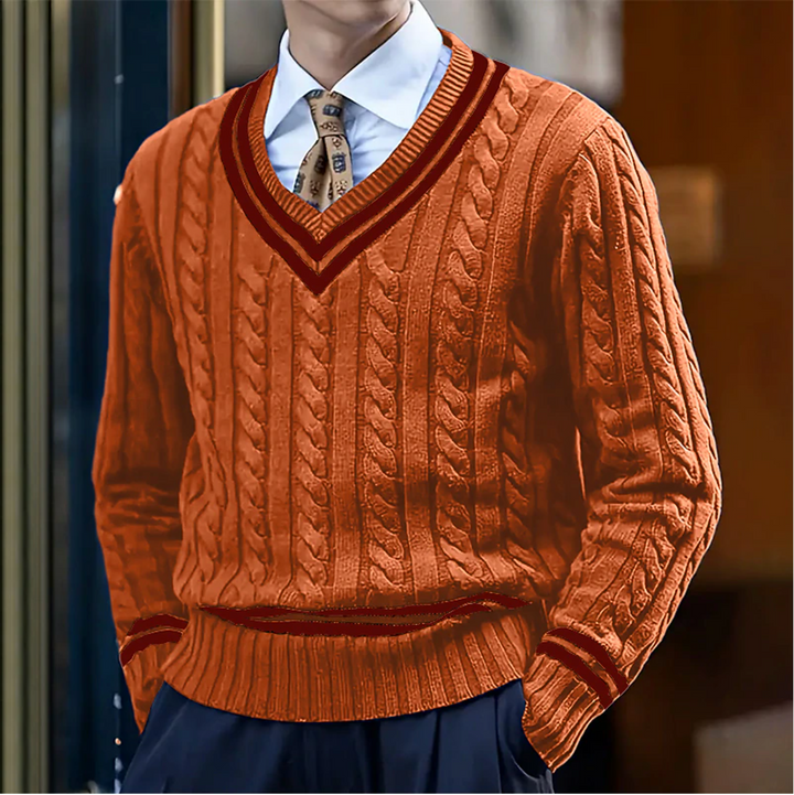 Moderner Slim-Fit V-Ausschnitt Pullover für Herren. Stylisch, elegant & vielseitig für jede Gelegenheit.
