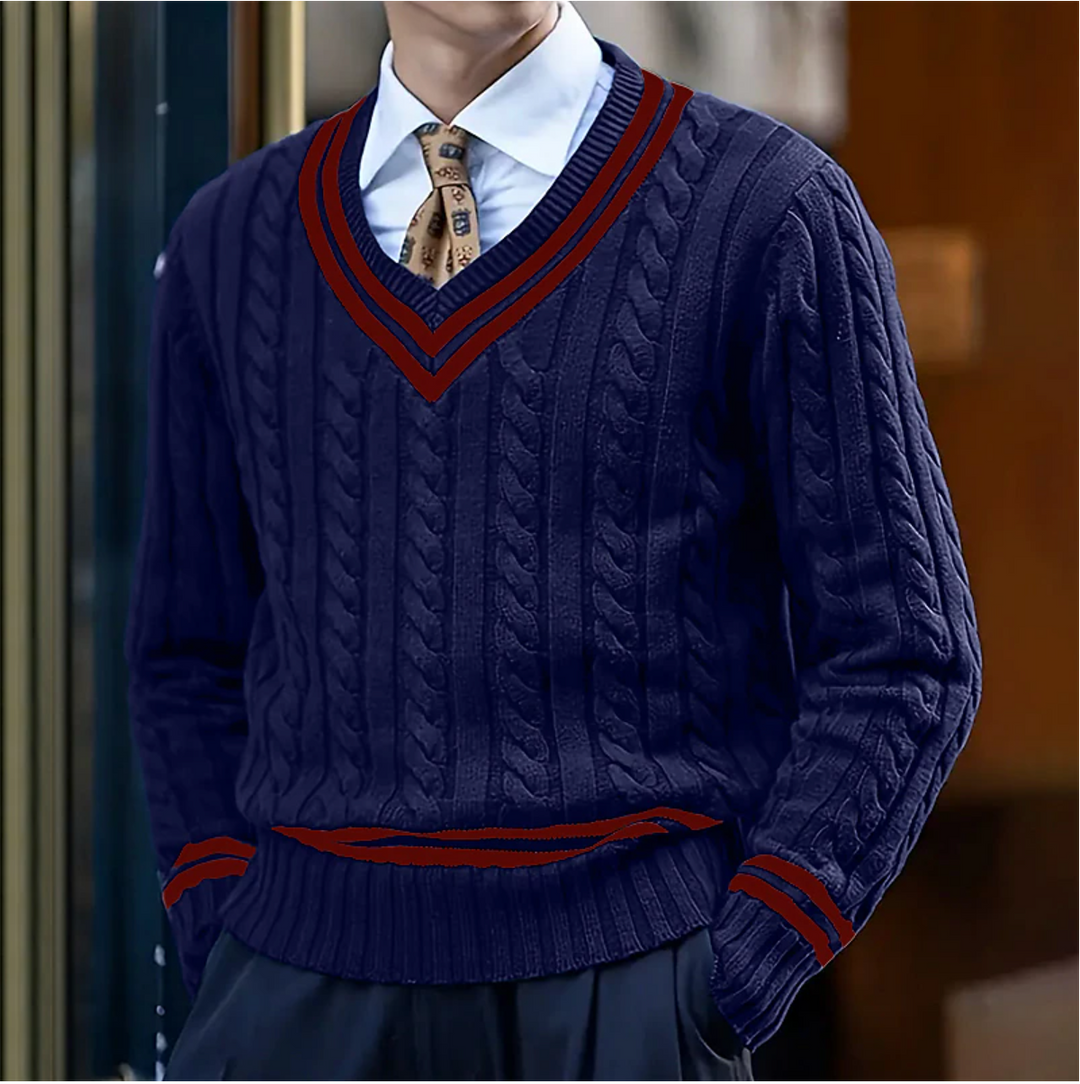 Herren Slim-Fit Langarm Pullover mit V-Ausschnitt. Elegantes & bequemes Oberteil für den modernen Mann.