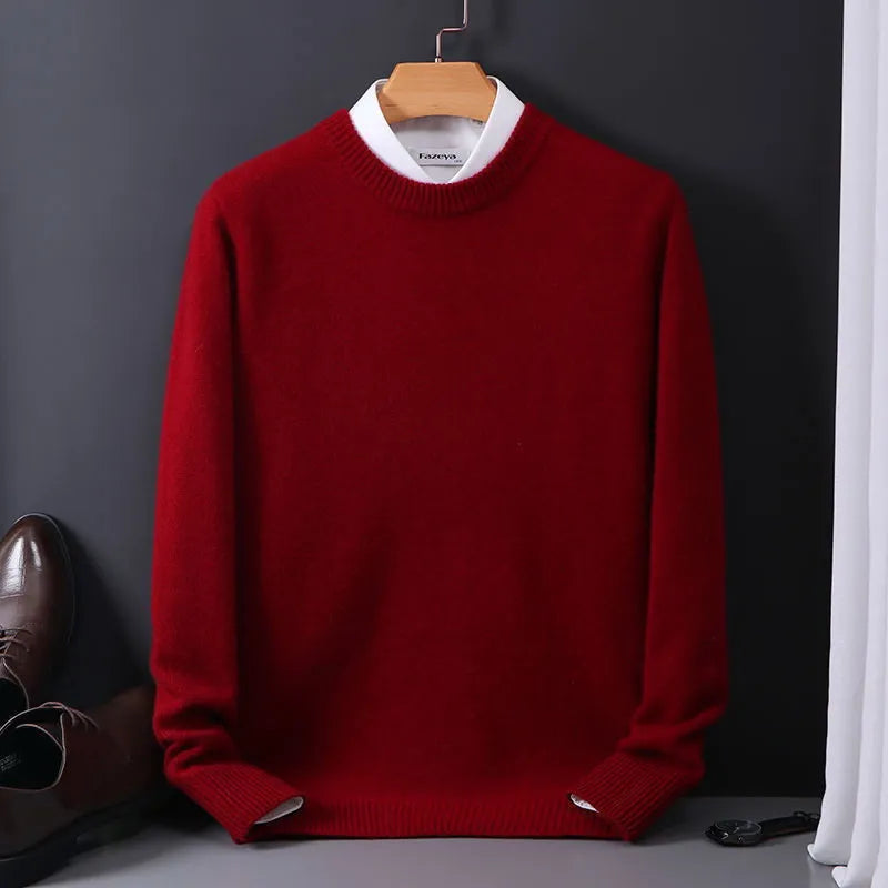 Herren Eleganter Strickpullover, unifarben, lässig getragen, bietet Komfort und Stil für Herbst & Winter Freizeitmode.