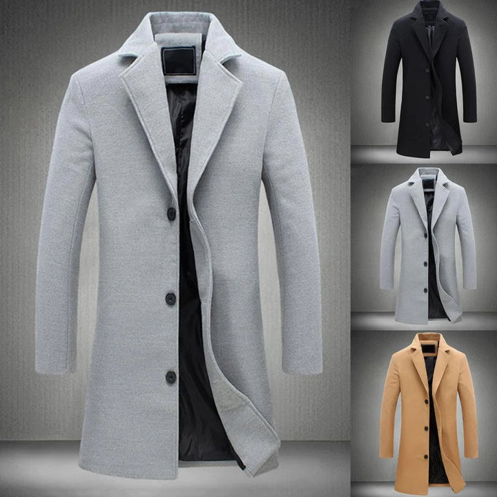 Hochwertiger Herren-Wintermantel, warm, elegant und robust. Ideale Wintermode für Herren, bester Kälteschutz.