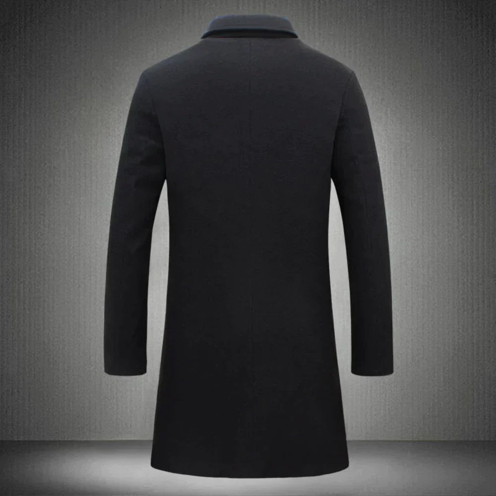 Warmer Herren Business Mantel, langer Wintermantel für kalte Tage. Moderner Overcoat, ideal für die Fallmode.