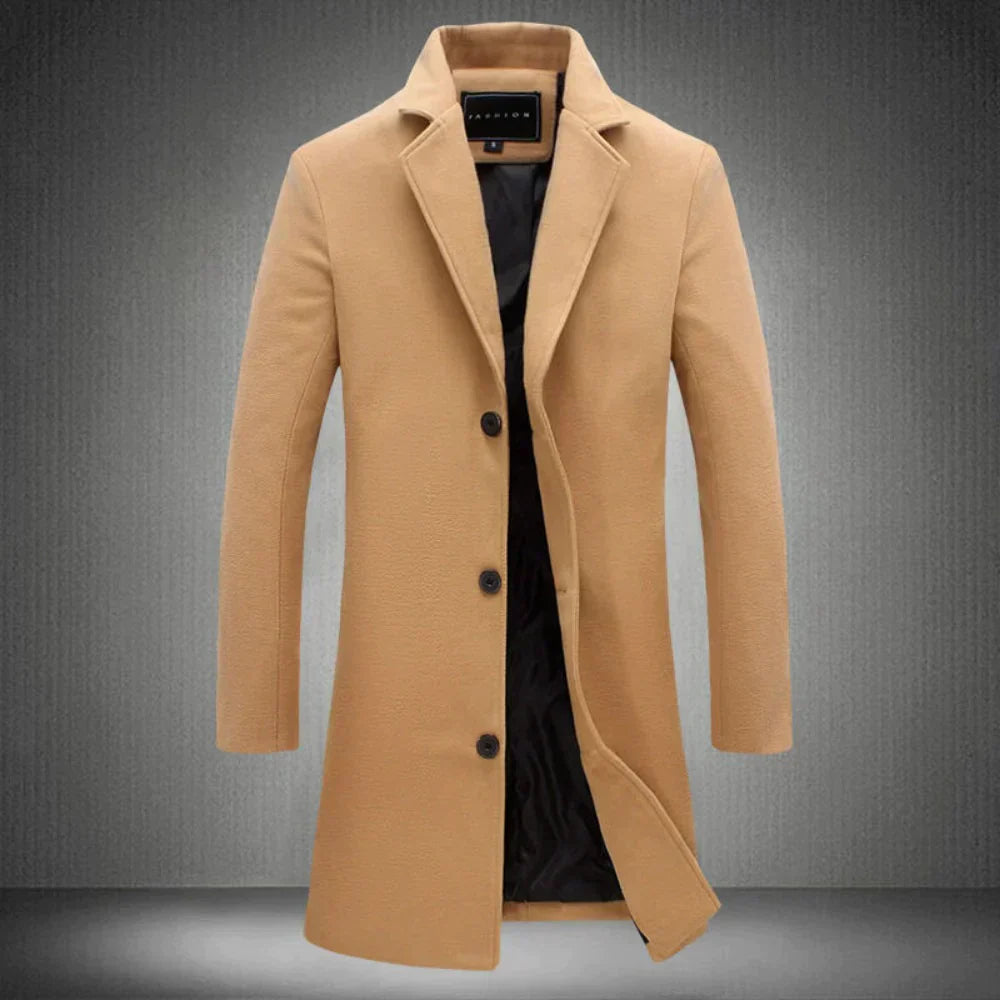 Stilvoller Herren Wintermantel in Dunkelgrau, eleganter Overcoat für Winterkleidung und Business-Anlässe.