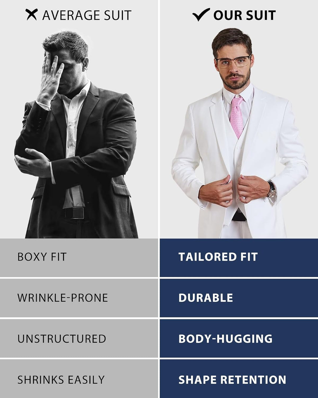 Klassischer Herrenanzug Zweiteiler, formell & elegant. Vielseitiges Outfit für den Mann.