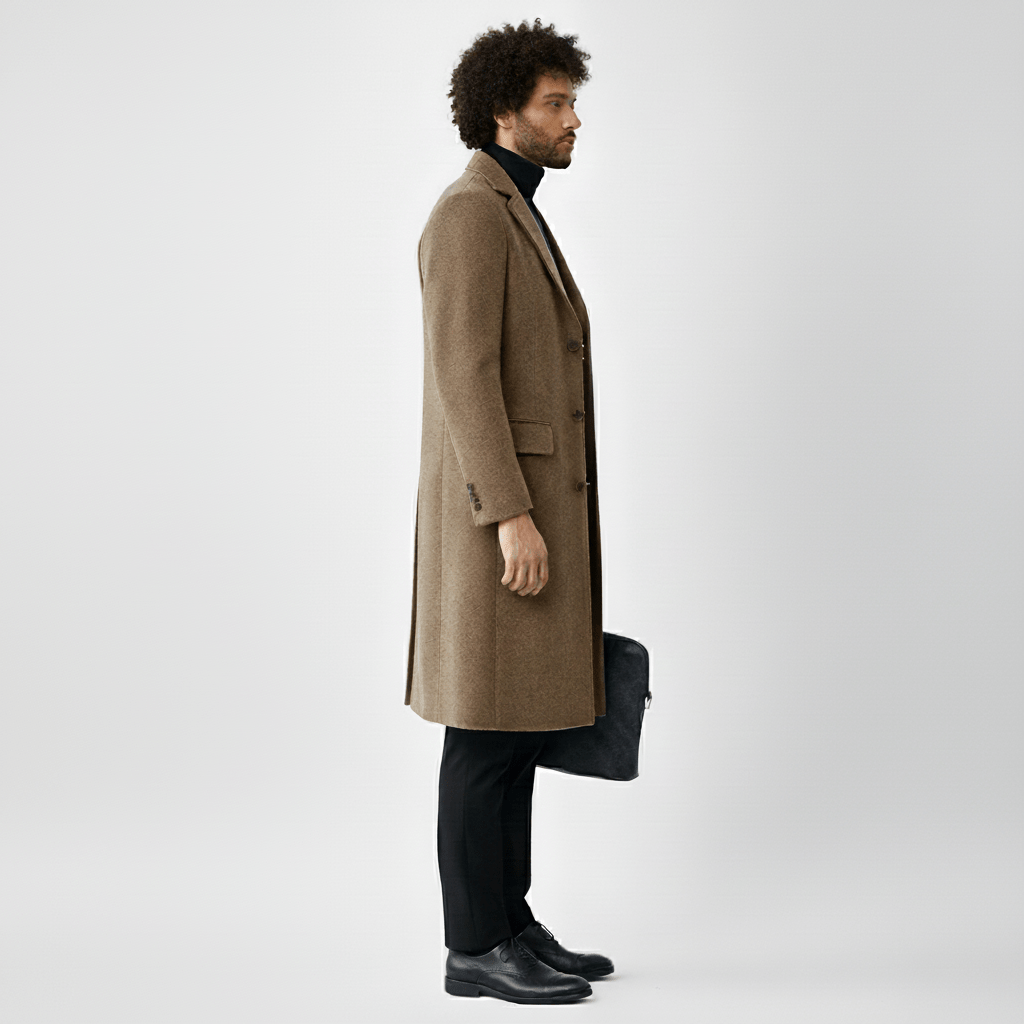 Langer Herrenmantel im klassischen Schnitt. Perfekter Winter- & Übergangsmantel mit Eleganz.