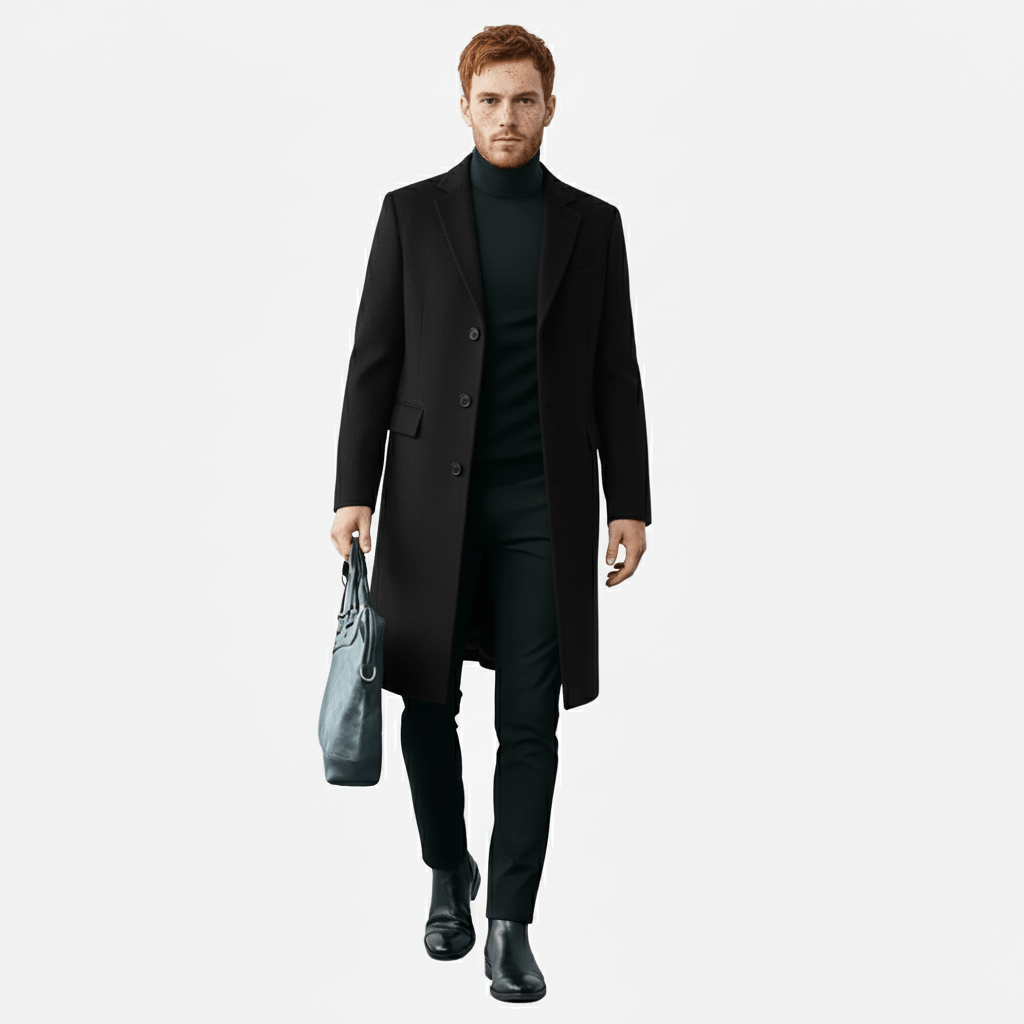 Stilvoller Business-Herrenmantel mit Knopfleiste. Eleganter Schnitt für professionelle Looks.