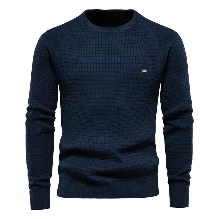 Stilvoller Herrenpullover für Alltag und Büro. Moderner Crewneck-Strickpullover, perfekt für die Herbst-Winter-Saison.