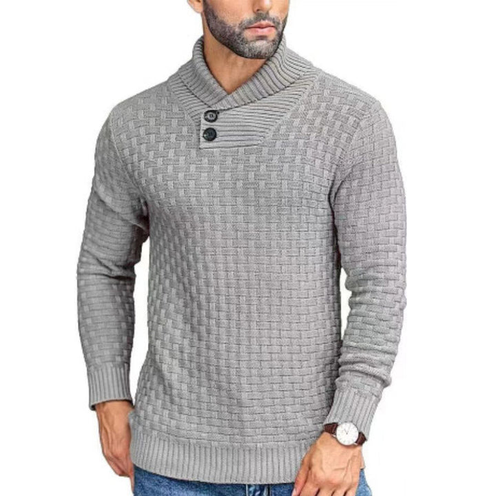Stylischer Herren Schalkragen-Pullover, perfekt für Business Casual und Freizeit im Winter.