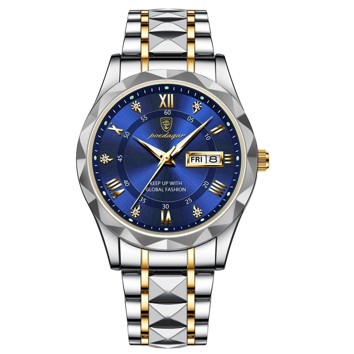 Eleganter Herrenuhr mit präzisem Quarzwerk, Datums- & Wochentagsanzeige. Perfektes Männer Accessoire.