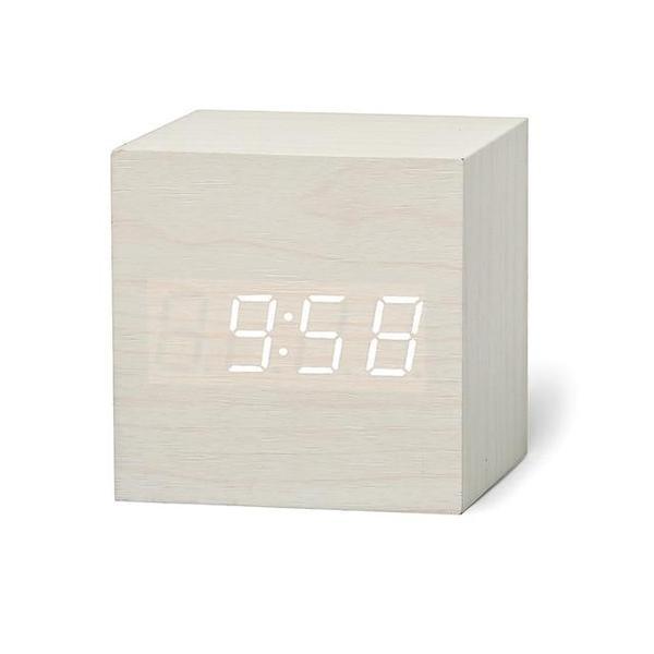 Smarter Holz-Wecker mit Sprachsteuerung, digitaler LED-Anzeige und integrierter Temperaturanzeige.