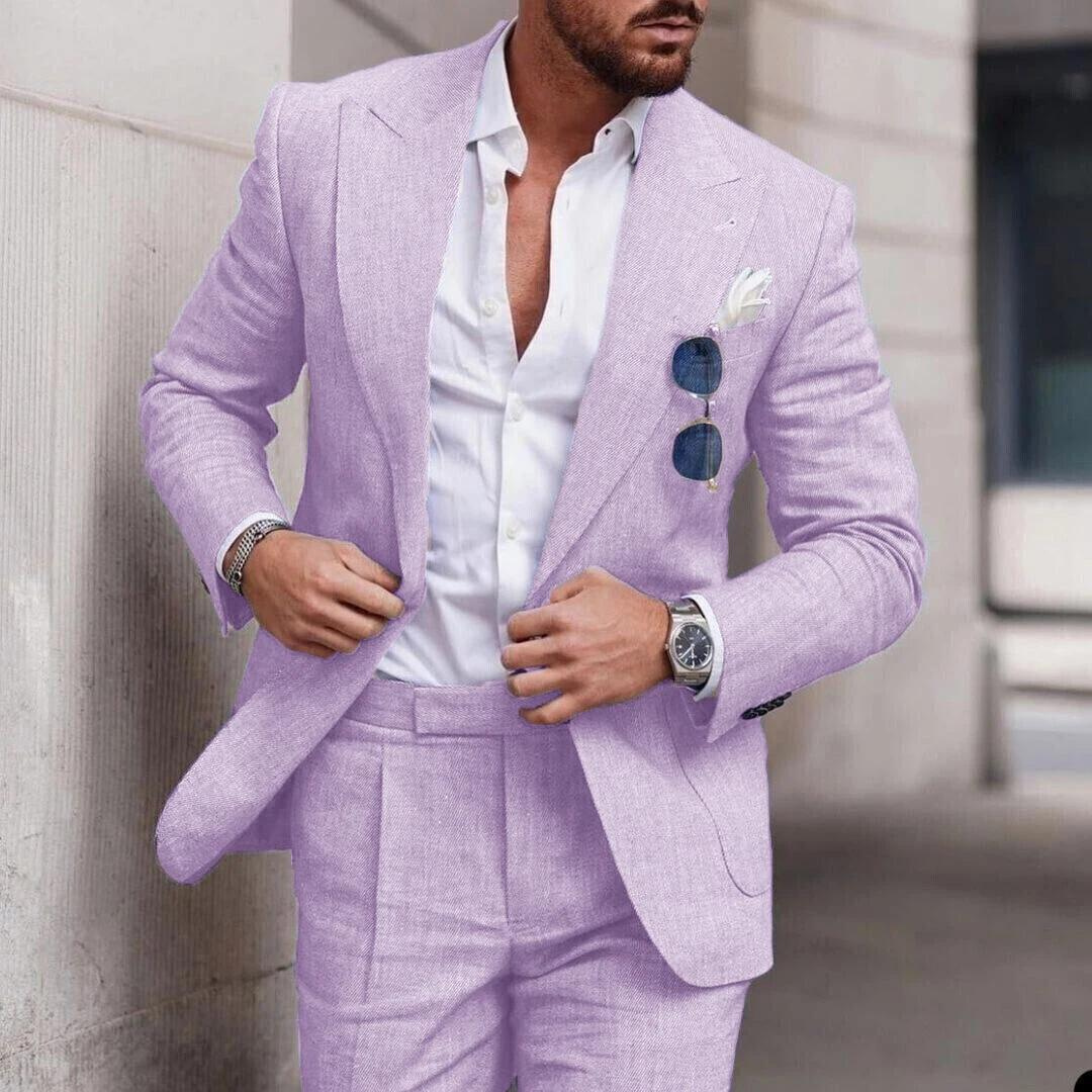 Stilvoller Herren-Zweiteiler aus Leinen als Hochzeitsgast-Outfit für elegante Strandhochzeiten.