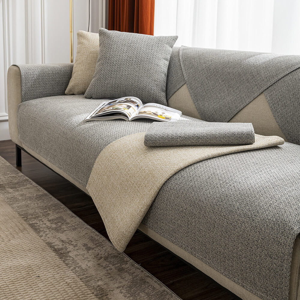Hochwertiger Leinen Couchbezug in einfarbigem Design, pflegeleicht & strapazierfähig.