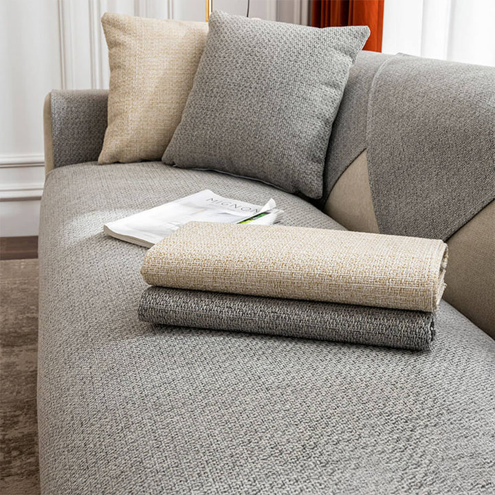 Einfarbiger Leinen Sofaschutz, elegant & schützend. Perfekt für ein stilvolles Ambiente.