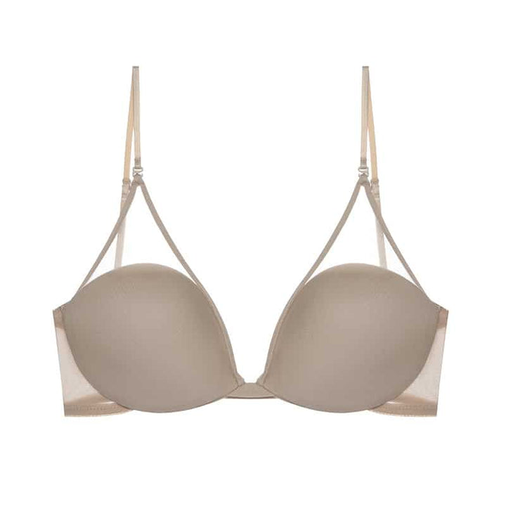 Moderner rückenfreier Damen BH aus zartem Tüll und Spitze, perfekt für transparente Kleidung und Komfort.