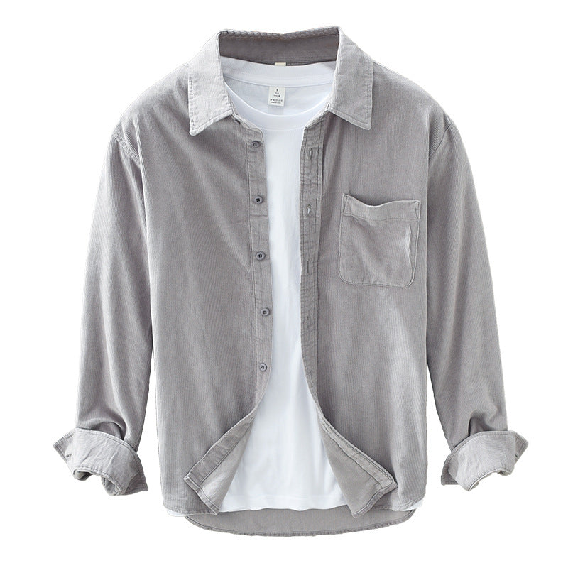 Vintage Herren Cordhemd, Retro-Stil, elegant und komfortabel. Langarm Freizeithemd für Herrenmode.
