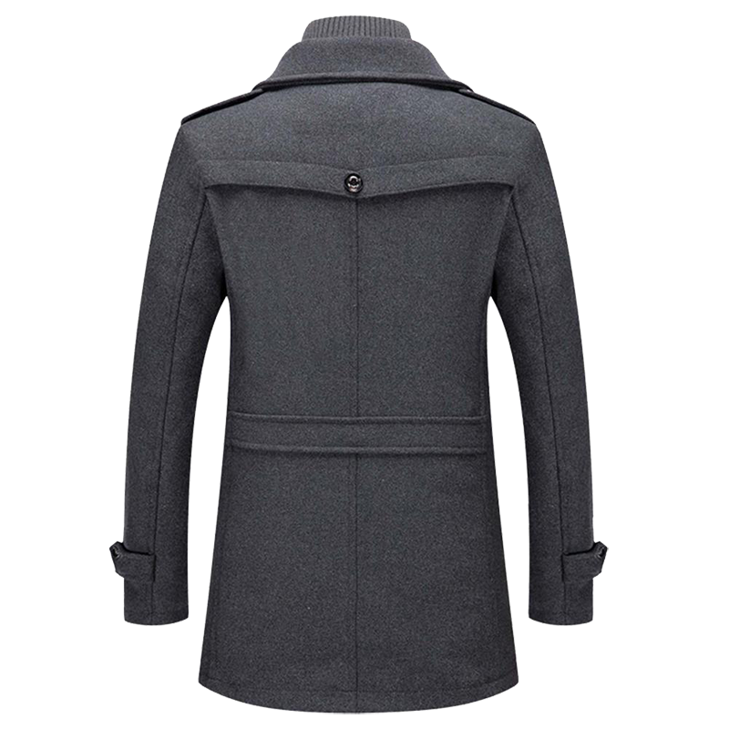 Stilvoller grauer Herren-Übergangsmantel, ideal für Business und Freizeit. Warmer Langarm-Mantel für Herbst/Frühling.