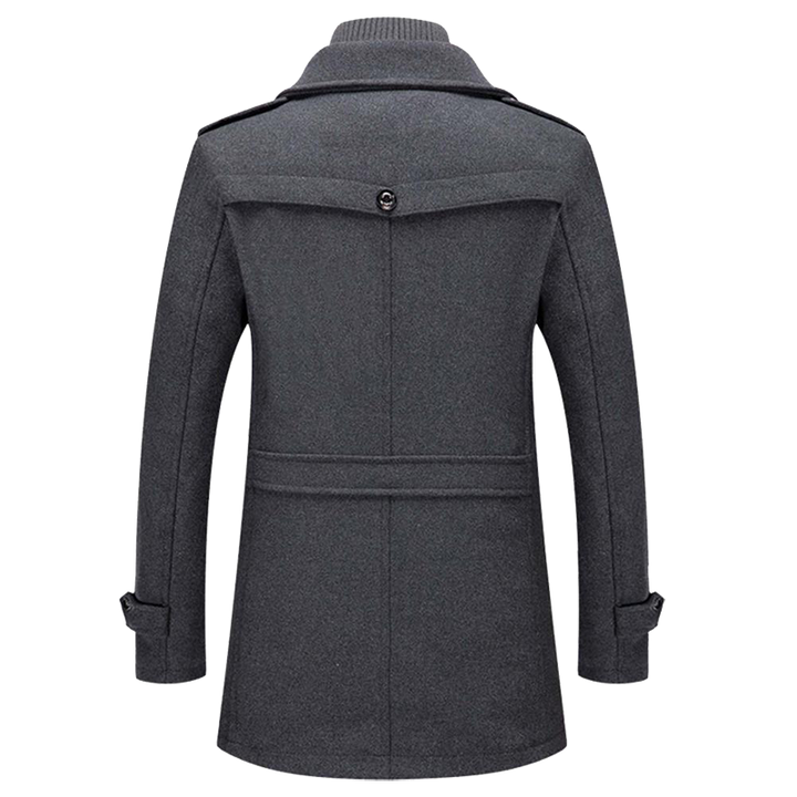 Stilvoller grauer Herren-Übergangsmantel, ideal für Business und Freizeit. Warmer Langarm-Mantel für Herbst/Frühling.