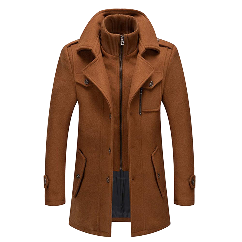 Moderner grauer Herren-Übergangsmantel, bequem und stilvoll. Perfekter warmer Langarm-Mantel für Business & Alltag.