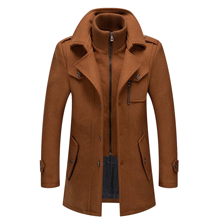 Moderner grauer Herren-Übergangsmantel, bequem und stilvoll. Perfekter warmer Langarm-Mantel für Business & Alltag.