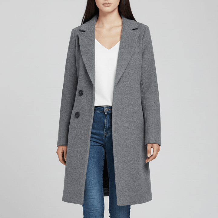 Damen Longline Mantel "Kiara", tailliert, elegant & klassisch, mit Knopfleiste für einen schicken Auftritt.