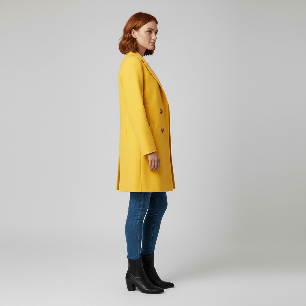 Zeitloser, eleganter Damen Longline Mantel "Kiara", tailliert, mit stilvoller Knopfleiste, Damenmode Highlight.