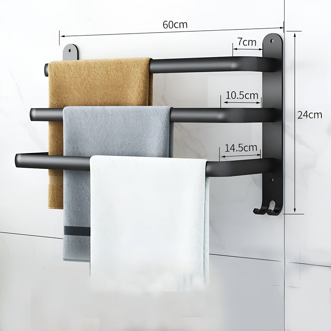 Eleganter Wand Handtuchhalter aus Aluminium, 2-stufig, platzsparend für modernes Badezimmer-Design.