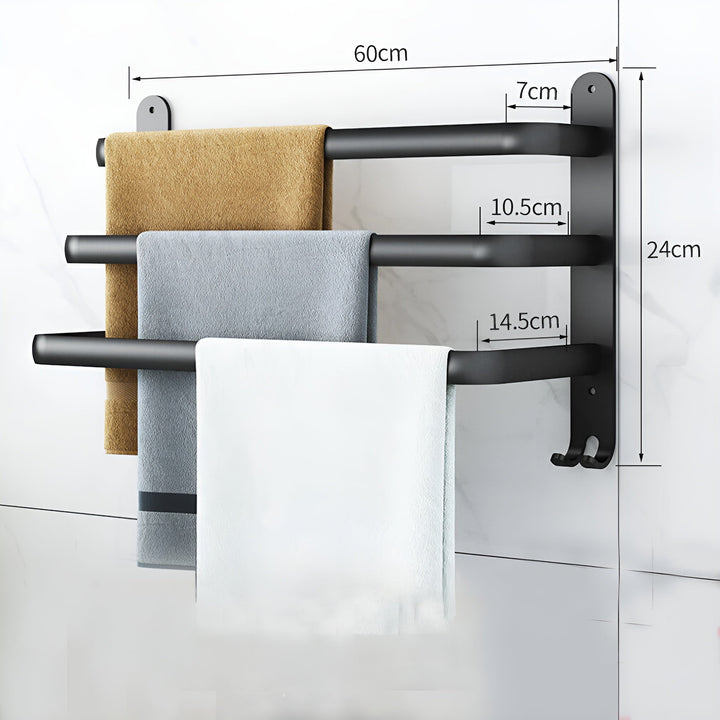 Eleganter Wand Handtuchhalter aus Aluminium, 2-stufig, platzsparend für modernes Badezimmer-Design.