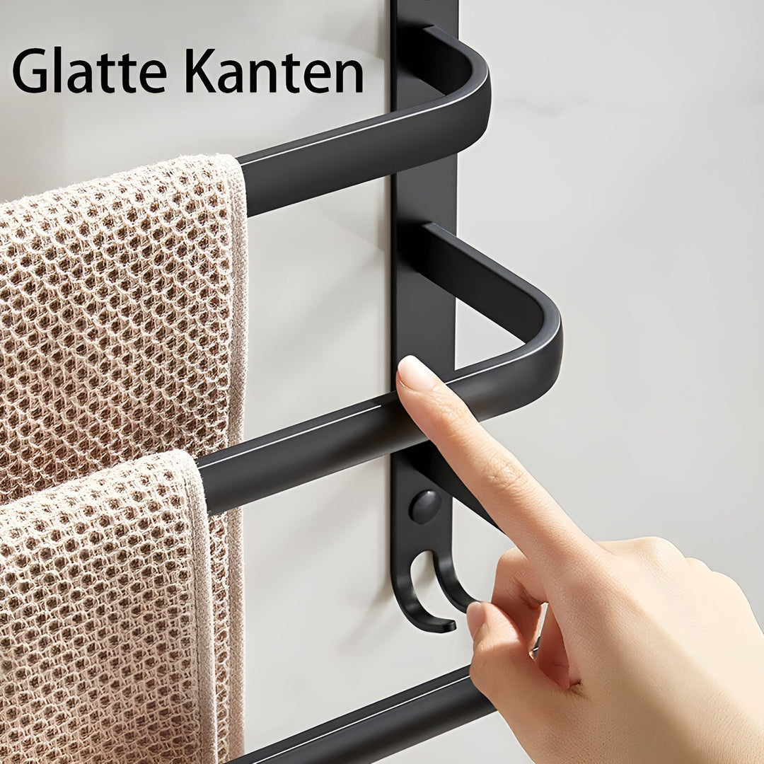Moderner 3-stufiger Aluminium Handtuchhalter für die Wand, rostfrei, platzsparende Bad-Ordnung.