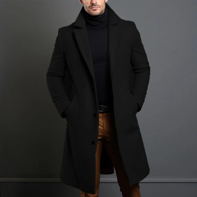 Eleganter, warmer Herren Wintermantel für stilvolle Business-Looks oder Freizeit; klassische Herrenmode.