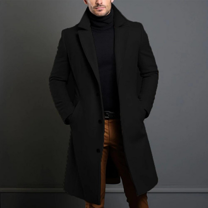 Eleganter, warmer Herren Wintermantel für stilvolle Business-Looks oder Freizeit; klassische Herrenmode.