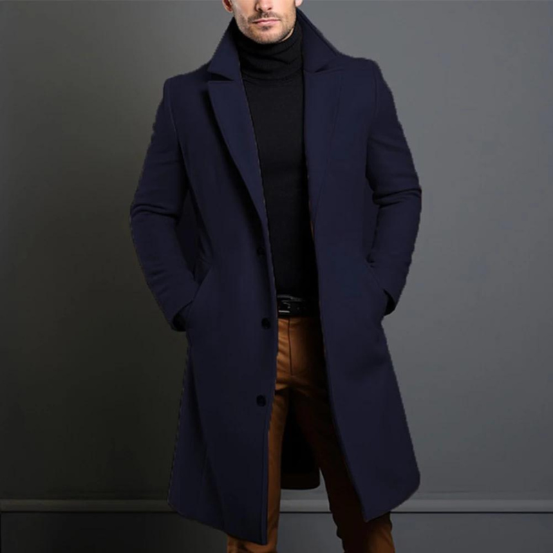 Hochwertiger Herren Wintermantel, klassisch und wärmend; vielseitige Herrenmode für kalte Tage.