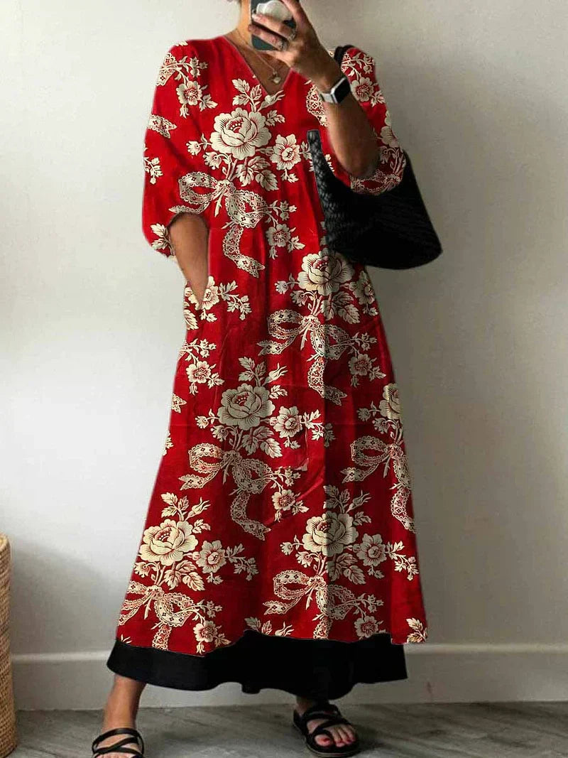 Elegantes bedrucktes Damen Sommerkleid, leicht und vielseitig, ideal als Boho Freizeitkleid oder Strandkleid.