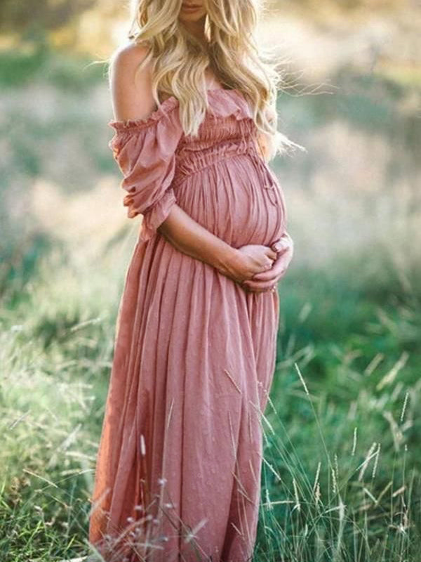 Elegantes, bequemes Damen Boho Chic Umstandskleid für die Schwangerschaft, perfekt für festliche Anlässe und Babypartys.