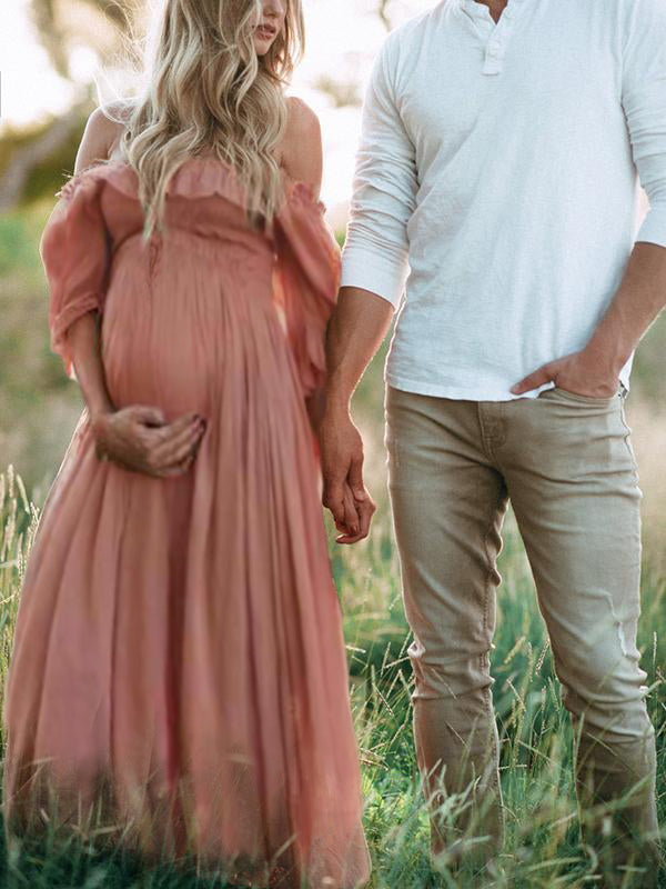 Bequemes elegantes Boho Chic Schwangerschaftskleid für werdende Mütter, ideal als Sommerkleid oder für Babyparty/Fotoshooting.