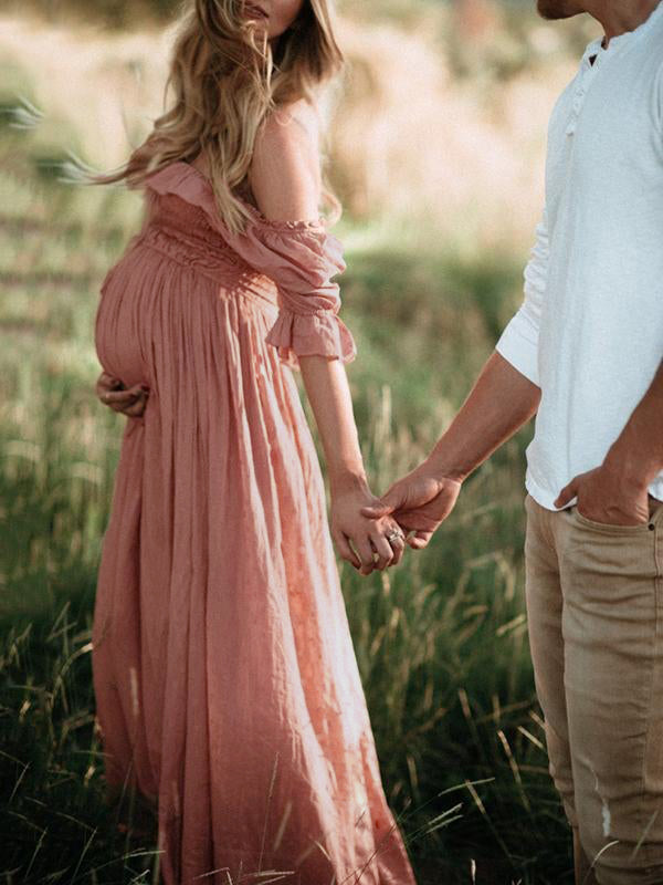 Modisches Boho Chic Umstandskleid für Damen, elegant und bequem, ideal für festliche Anlässe und die ganze Schwangerschaft.