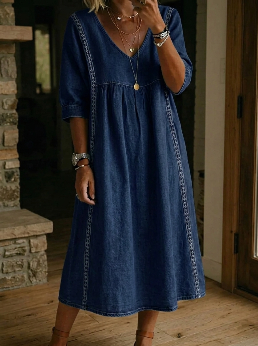 Vielseitiges Damen Maxikleid mit Langarm und Rundhals. Perfektes, bequemes Langarmkleid für jede Frau.