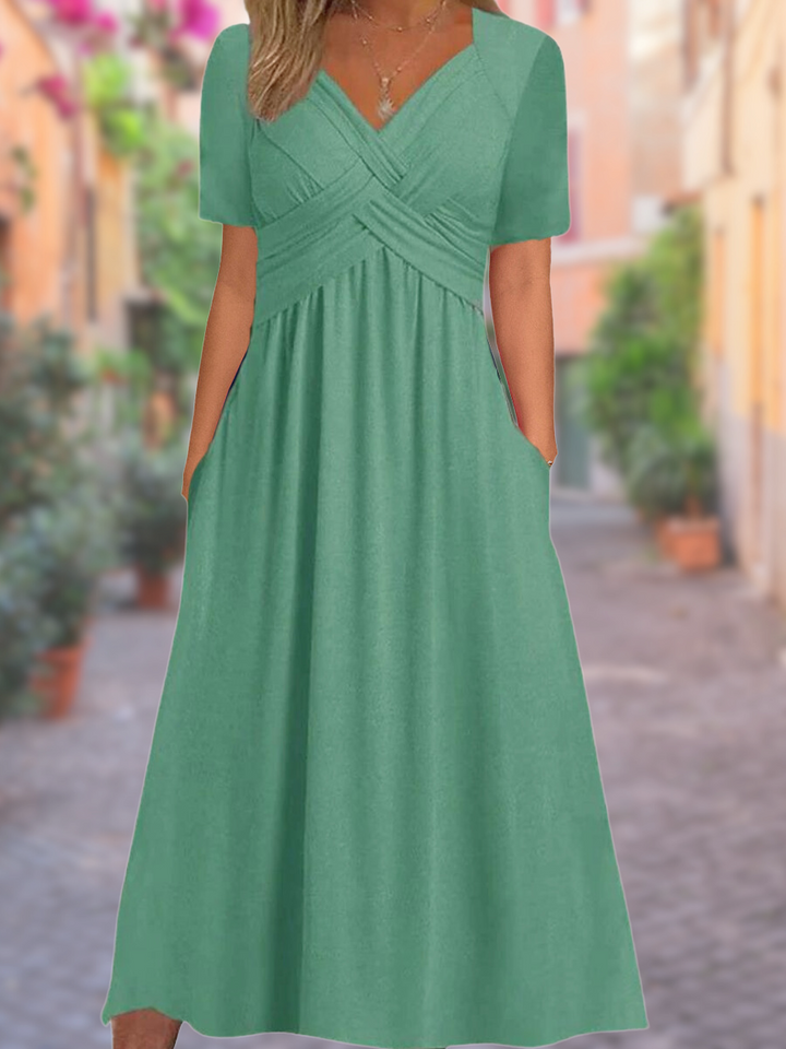 Damen Elegantes Ceola Kleid mit raffinierter Bauchbedeckung, bequemes Midikleid für stilvolle Auftritte.