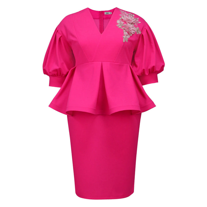 Feminines, elegantes A-Linien Kleid für Damen mit zarten Puffärmeln & chicem Blumenprint, perfekt für Abende.