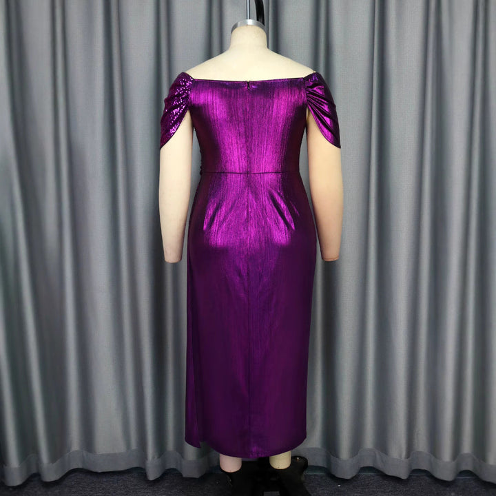 Schimmerndes Damen-Paillettenkleid in Wickeloptik, elegantes langes Abendkleid für besondere Anlässe und Glamour.